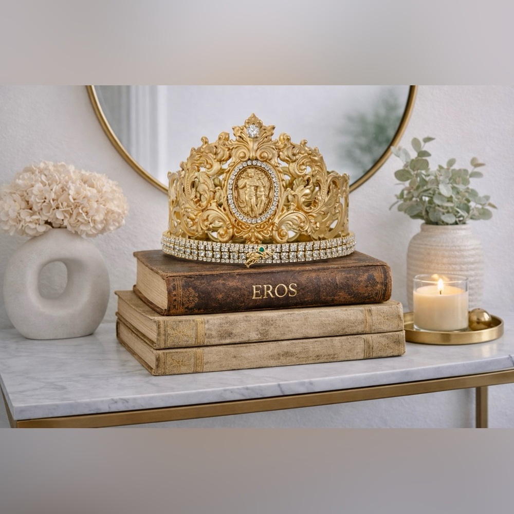 EROS Decor Crown – Gold Cherub Baroque Crown, Romantic
